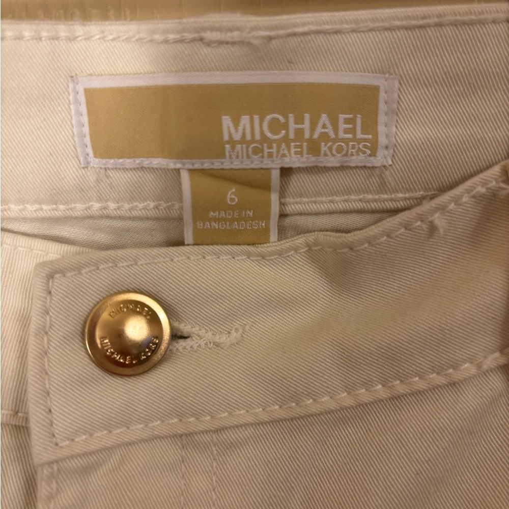 NWT Michael Kors Cream Trousers with Gold Button - Picture 3 of 12